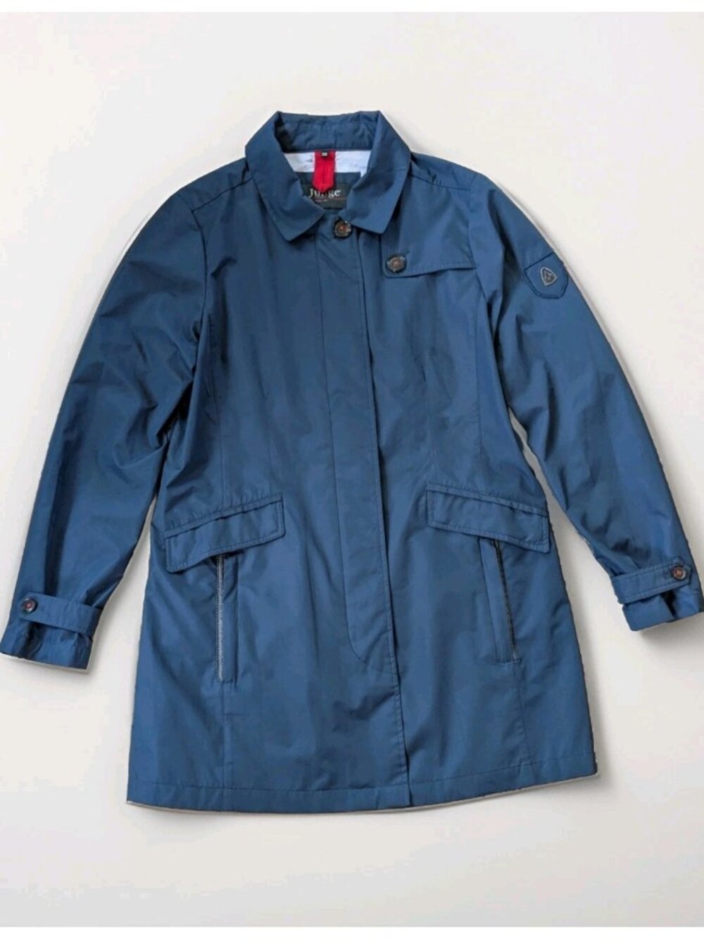 Junge Denmark Raincoat Windbreaker Jacket Sz 38 US 10 Navy Blue Danmark Womens